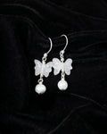Pink quartz bow earrings
