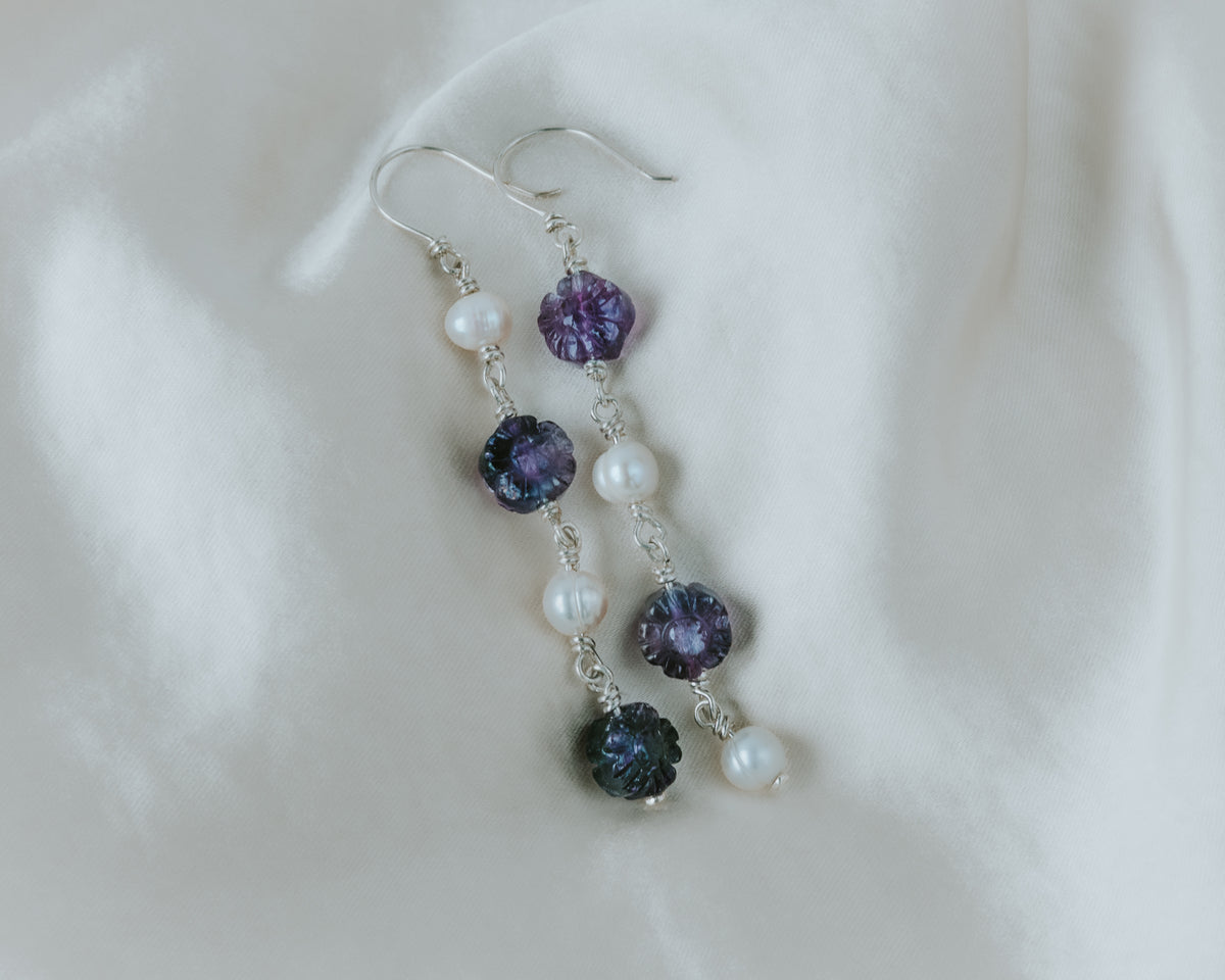 Purple flower power earrings