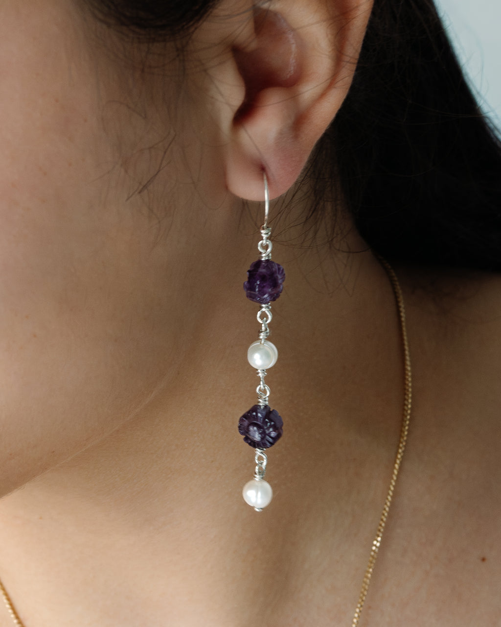 Purple flower power earrings